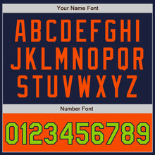 Загрузить изображение в средство просмотра галереи, Custom Navy Orange-Neon Green Bomber Varsity Letterman Two Tone Zipper Jacket