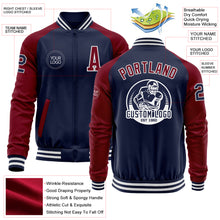 Загрузить изображение в средство просмотра галереи, Custom Navy Crimson-White Bomber Varsity Letterman Two Tone Zipper Jacket