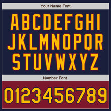 Загрузить изображение в средство просмотра галереи, Custom Navy Gold-Crimson Bomber Varsity Letterman Two Tone Zipper Jacket