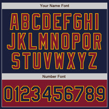 Загрузить изображение в средство просмотра галереи, Custom Navy Crimson-Gold Bomber Varsity Letterman Two Tone Zipper Jacket