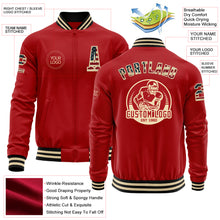 Load image into Gallery viewer, Custom Red Vintage USA Flag Cream-Black Bomber Varsity Letterman Zipper Jacket