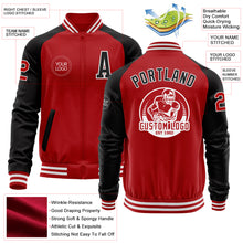 Load image into Gallery viewer, Custom Red Black-White Bomber Varsity Letterman Two Tone Zipper Jacket