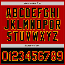 Load image into Gallery viewer, Custom Red Black-Gold Bomber Varsity Letterman Two Tone Zipper Jacket