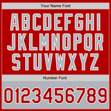 Load image into Gallery viewer, Custom Red Gray-White Bomber Varsity Letterman Two Tone Zipper Jacket