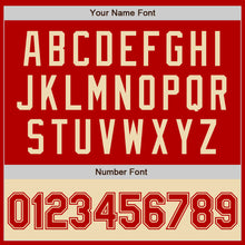 Load image into Gallery viewer, Custom Red Cream Bomber Varsity Letterman Two Tone Zipper Jacket