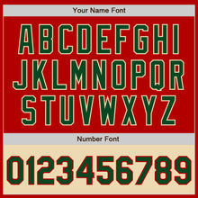 Load image into Gallery viewer, Custom Red Green-Cream Bomber Varsity Letterman Two Tone Zipper Jacket