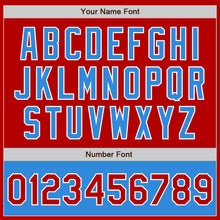 Load image into Gallery viewer, Custom Red Powder Blue-White Bomber Varsity Letterman Two Tone Zipper Jacket