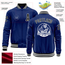 Load image into Gallery viewer, Custom Royal Black-White Bomber Varsity Letterman Zipper Jacket