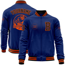 Load image into Gallery viewer, Custom Royal Black-Orange Bomber Varsity Letterman Zipper Jacket