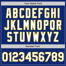 Load image into Gallery viewer, Custom Royal White-Yellow Bomber Varsity Letterman Zipper Jacket