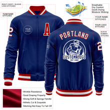 Charger l'image dans la galerie, Custom Royal White-Red Bomber Varsity Letterman Zipper Jacket