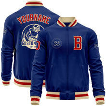 Load image into Gallery viewer, Custom Royal Red-Cream Bomber Varsity Letterman Zipper Jacket