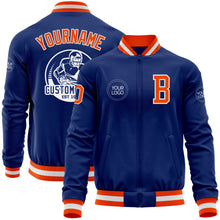 Charger l'image dans la galerie, Custom Royal Orange-White Bomber Varsity Letterman Zipper Jacket