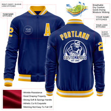 Charger l'image dans la galerie, Custom Royal Gold-White Bomber Varsity Letterman Zipper Jacket