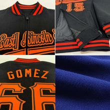 Laden Sie das Bild in den Galerie-Viewer, Custom Royal White Bomber Varsity Letterman Zipper Jacket