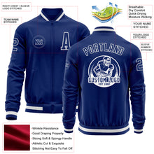 Laden Sie das Bild in den Galerie-Viewer, Custom Royal White Bomber Varsity Letterman Zipper Jacket