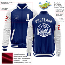 Загрузить изображение в средство просмотра галереи, Custom Royal White-Red Bomber Varsity Letterman Two Tone Zipper Jacket
