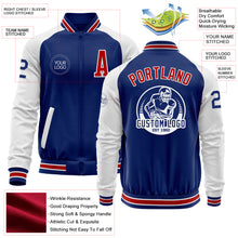 Charger l'image dans la galerie, Custom Royal Red-White Bomber Varsity Letterman Two Tone Zipper Jacket