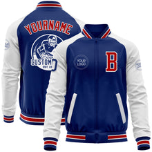 Charger l'image dans la galerie, Custom Royal Red-White Bomber Varsity Letterman Two Tone Zipper Jacket