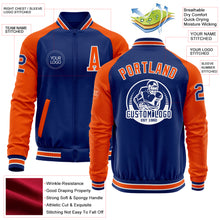 Charger l'image dans la galerie, Custom Royal Orange-White Bomber Varsity Letterman Two Tone Zipper Jacket