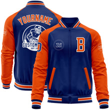 Charger l'image dans la galerie, Custom Royal Orange-White Bomber Varsity Letterman Two Tone Zipper Jacket