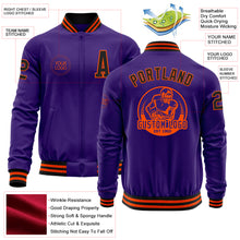 Charger l'image dans la galerie, Custom Purple Black-Orange Bomber Varsity Letterman Zipper Jacket