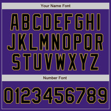 Charger l'image dans la galerie, Custom Purple Black-Old Gold Bomber Varsity Letterman Zipper Jacket