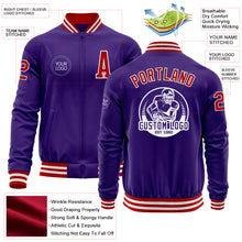 Charger l'image dans la galerie, Custom Purple Red-White Bomber Varsity Letterman Zipper Jacket