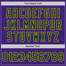 Charger l'image dans la galerie, Custom Purple Green-Gold Bomber Varsity Letterman Zipper Jacket