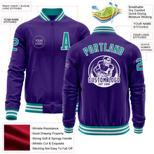 Charger l'image dans la galerie, Custom Purple Teal-White Bomber Varsity Letterman Zipper Jacket