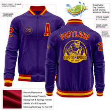 Charger l'image dans la galerie, Custom Purple Red-Gold Bomber Varsity Letterman Zipper Jacket