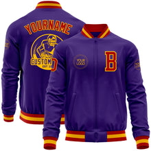 Charger l'image dans la galerie, Custom Purple Red-Gold Bomber Varsity Letterman Zipper Jacket