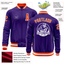 Charger l'image dans la galerie, Custom Purple Orange-White Bomber Varsity Letterman Zipper Jacket