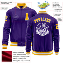 Charger l'image dans la galerie, Custom Purple Gold-White Bomber Varsity Letterman Zipper Jacket