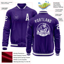 Charger l'image dans la galerie, Custom Purple White Bomber Varsity Letterman Zipper Jacket