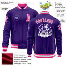 Charger l'image dans la galerie, Custom Purple Pink-White Bomber Varsity Letterman Zipper Jacket