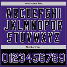 Load image into Gallery viewer, Custom Purple Black-White Bomber Varsity Letterman Two Tone Zipper Jacket