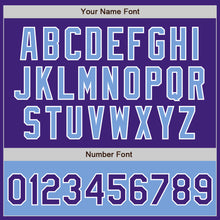 Charger l'image dans la galerie, Custom Purple Light Blue-White Bomber Varsity Letterman Two Tone Zipper Jacket