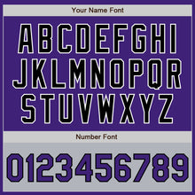 Загрузить изображение в средство просмотра галереи, Custom Purple Gray-Black Bomber Varsity Letterman Two Tone Zipper Jacket