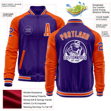 Charger l'image dans la galerie, Custom Purple Orange-White Bomber Varsity Letterman Two Tone Zipper Jacket