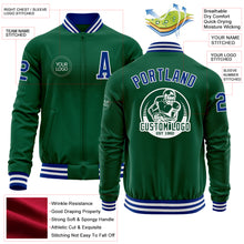 Charger l'image dans la galerie, Custom Kelly Green Roya-White Bomber Varsity Letterman Zipper Jacket