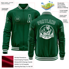 Charger l'image dans la galerie, Custom Kelly Green White Bomber Varsity Letterman Zipper Jacket
