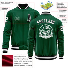 Charger l'image dans la galerie, Custom Kelly Green Black-White Bomber Varsity Letterman Zipper Jacket