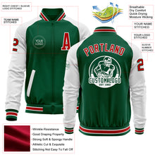 Загрузить изображение в средство просмотра галереи, Custom Kelly Green Red-White Bomber Varsity Letterman Two Tone Zipper Jacket