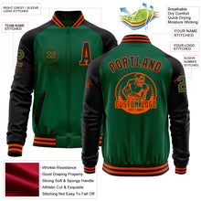 Загрузить изображение в средство просмотра галереи, Custom Kelly Green Black-Orange Bomber Varsity Letterman Two Tone Zipper Jacket