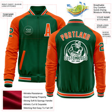 Загрузить изображение в средство просмотра галереи, Custom Kelly Green Orange-White Bomber Varsity Letterman Two Tone Zipper Jacket