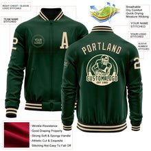 Charger l'image dans la galerie, Custom Green Cream-Black Bomber Varsity Letterman Zipper Jacket