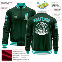 Charger l'image dans la galerie, Custom Green Aqua-White Bomber Varsity Letterman Zipper Jacket