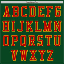 Load image into Gallery viewer, Custom Green Red-Gold Bomber Varsity Letterman Zipper Jacket