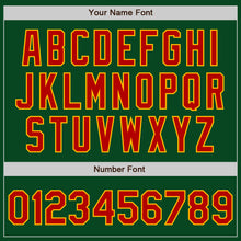 Load image into Gallery viewer, Custom Green Red-Gold Bomber Varsity Letterman Zipper Jacket